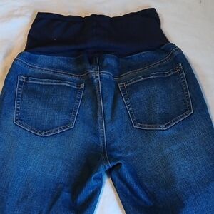 Old Navy Maternity Women's Size 6 Dark Blue Distressed Boyfriend Skinny Jeans